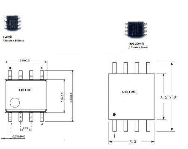 IC Programmer Adapter Socket SOP-8 150mil naar DIP-16 afmetingen chips